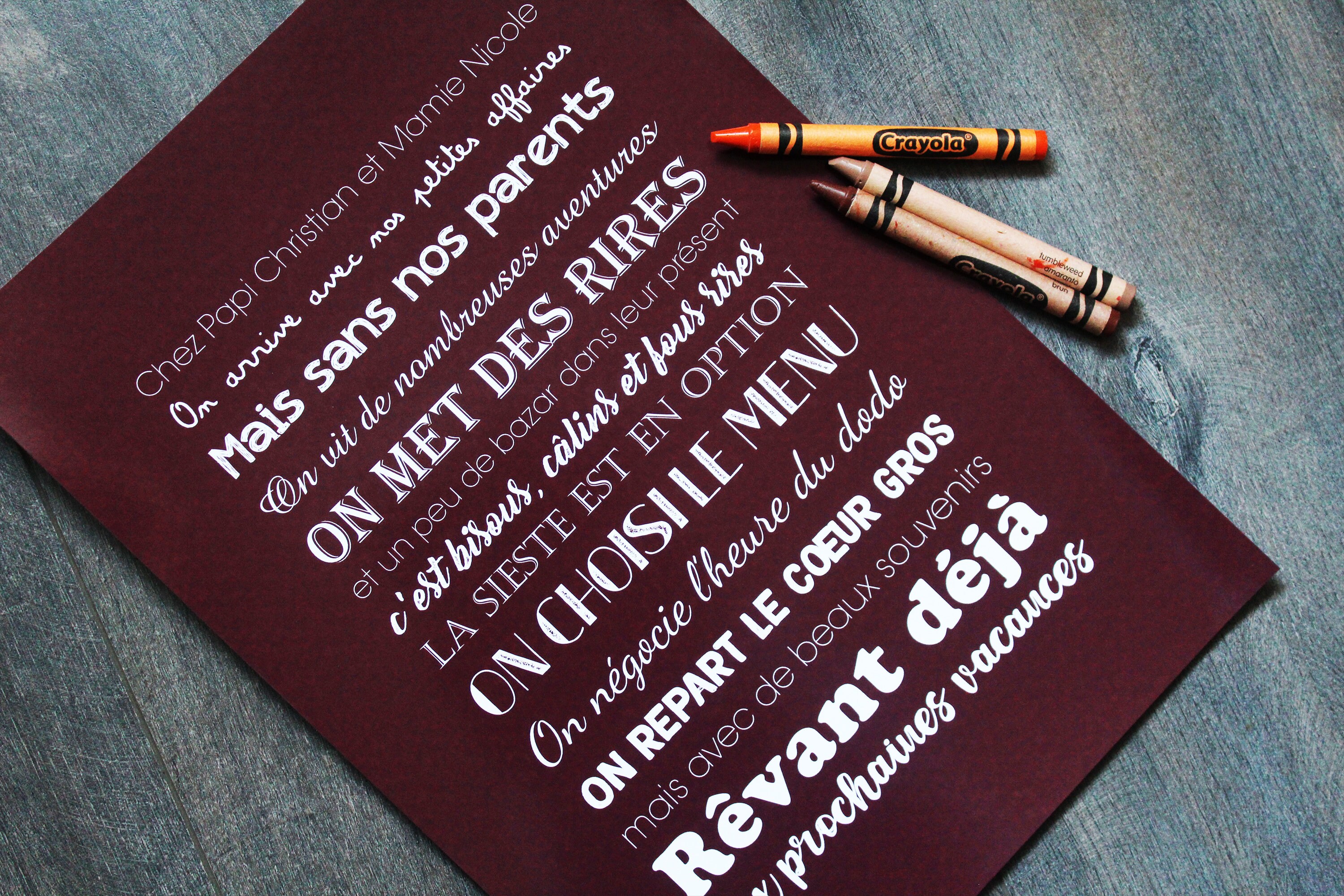 Affiche Papi Mamie Personnalisable Cadeau Original Personnalisé Votre Texte Famille Grands-Parents P