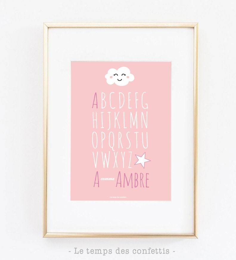 Affiche Cadeau de Naissance à Personnaliser Pour Decoration Chambre Bébé Souvenir Originale Étoile N