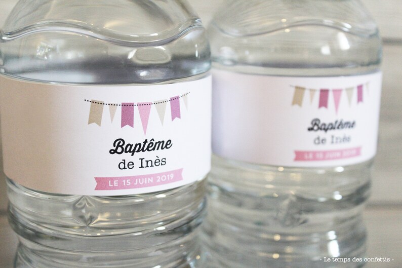 Etiquette de bouteille d'eau personnalisée baptême - Etsy France