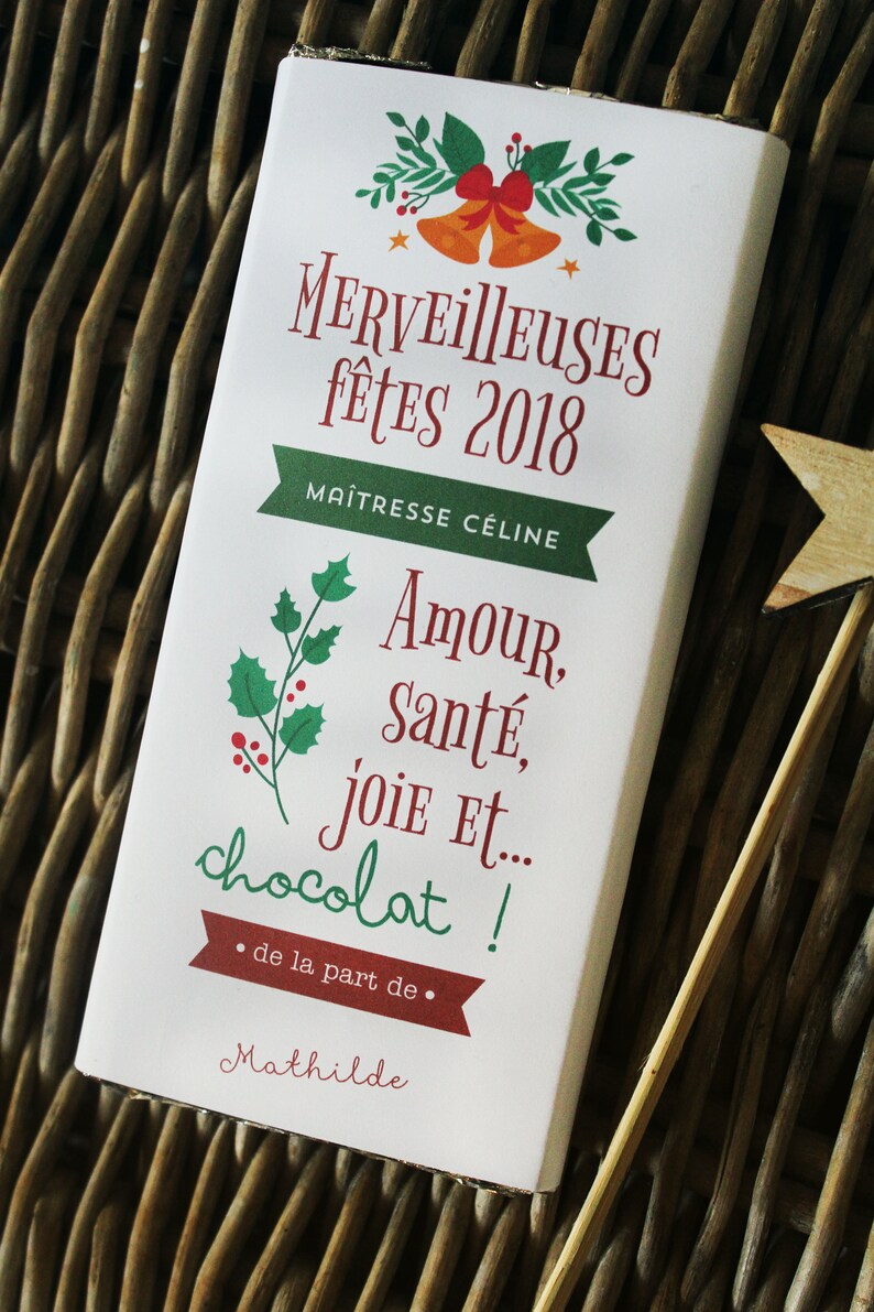 Tablette de chocolat de Noël à personnaliser cadeau idée  Etsy