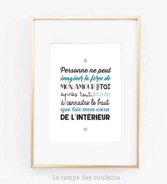 Affiche Amour Bebe Enfant Declaration Coeur Melange De Etsy