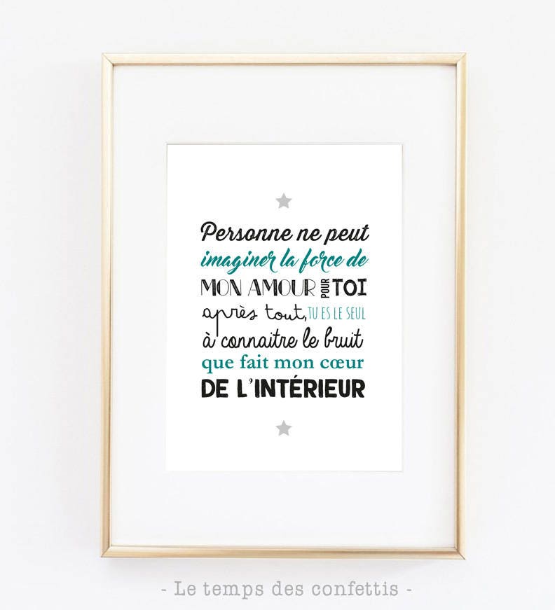 Affiche Amour Bébé Enfant Déclaration Coeur Mélange de Typographies Tout Love Vie Famille