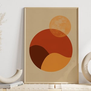 Boho Retro Abstract Wall Art, Mid Century Modern, Printable Art, Modern Geometric Art, Download Art Print, Wall Decor, Retro Art