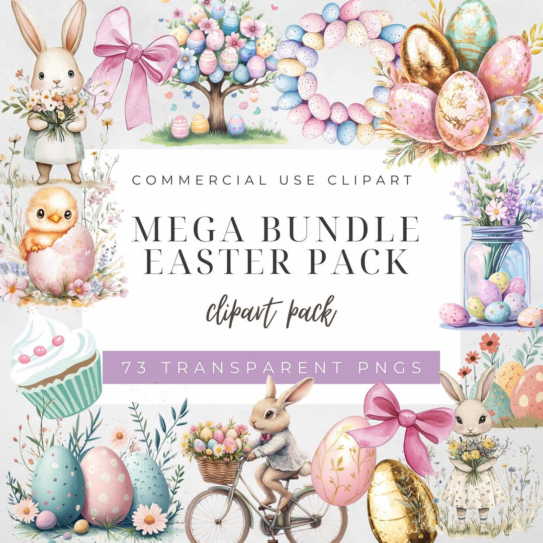 Mega Easter Clipart Bundle – 73 Transparent Pngs (commercial Use) - Etsy