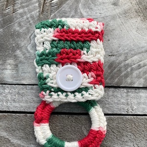 Christmas Towel Holder, Farmhouse Christmas Crochet Towel Holder, Christmas Towel Ring Holder, Crocheted Christmas Towel Toppers