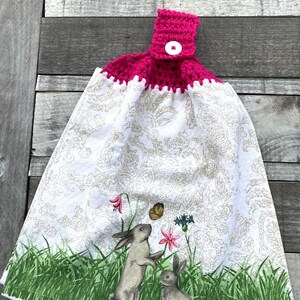Spring Floral Hanging Towels, Easter Floral Spring Towels, Crochet Top Towels,  Easter Hanging Towels, Floral Bunny Towels