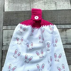 Easter Bunny Towels, Easter Crochet Top Towels, Spring Hanging Towels, Easter Oven Handle Towels, Crocheted Easter Towels