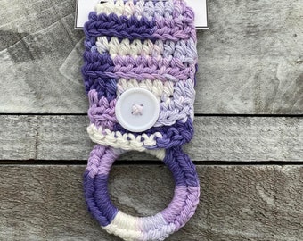 Topper de toalla de ganchillo, soporte de toalla elástico, anillo de toalla de ganchillo, topper de toalla de cocina de ganchillo, soporte de toalla de cocina hecho a mano