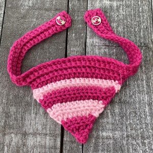 Pink Crochet Dog Bandana, Handmade Crochet Dog Bandanas, Pink Puppy Bandanas, Crocheted Dog Bandanas, Pet Stocking Stuffer Ideas