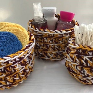 Small Crochet Baskets, Small Crochet Storage Baskets, Small Handmade Crochet Basket,  Crochet Home Decor, Crochet Storage Baskets