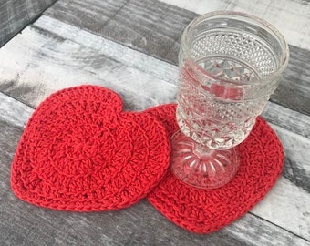 Gehaakte hartonderzetters, hartonderzetters, Valentijnsdagonderzetters, hartonderzetters set, gehaakt hart. Gehaakte onderzetters voor Valentijnsdag