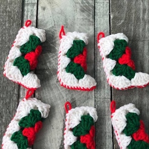 Crochet Mini Christmas Stockings, Mini Christmas Stockings, Vintage Crochet Stocking Ornaments, Vintage Christmas Stocking, Vintage Ornament
