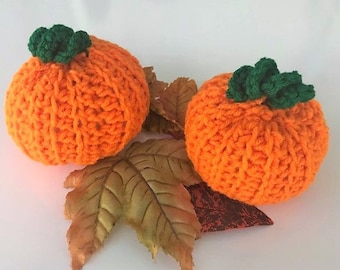 Crochet Plush Pumpkins, Handmade Crochet Pumpkin Décor, Crochet Pumpkin Plush, Small Crochet Pumpkins, Pumpkin Crochet Plush Toy, Set of 2