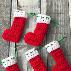 Mini Crochet Christmas Stockings, Crochet Mini Stocking Ornaments, Tiny Crochet Stockings, Small Christmas Stocking, Crochet Mini Stockings