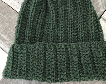 Green Crochet Unisex Beanie, Crochet Slouchy Beanie, Green Slouchy Beret Women, Unisex Mens Womens Knit Oversized Slouchy Crochet Beanie Hat