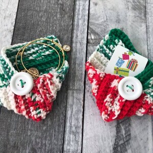 Portatarjetas de regalo de Navidad, Portatarjetas de regalo de crochet de Navidad, Sobre de crochet, Sobre con botones de crochet, Portatarjetas de regalo de crochet