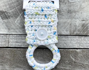 Anillo para toalla de cocina de crochet, soporte para toalla de cocina de crochet, anillo para toalla de crochet, soporte para toalla con asa para horno, regalo para abuela, regalo para mamá