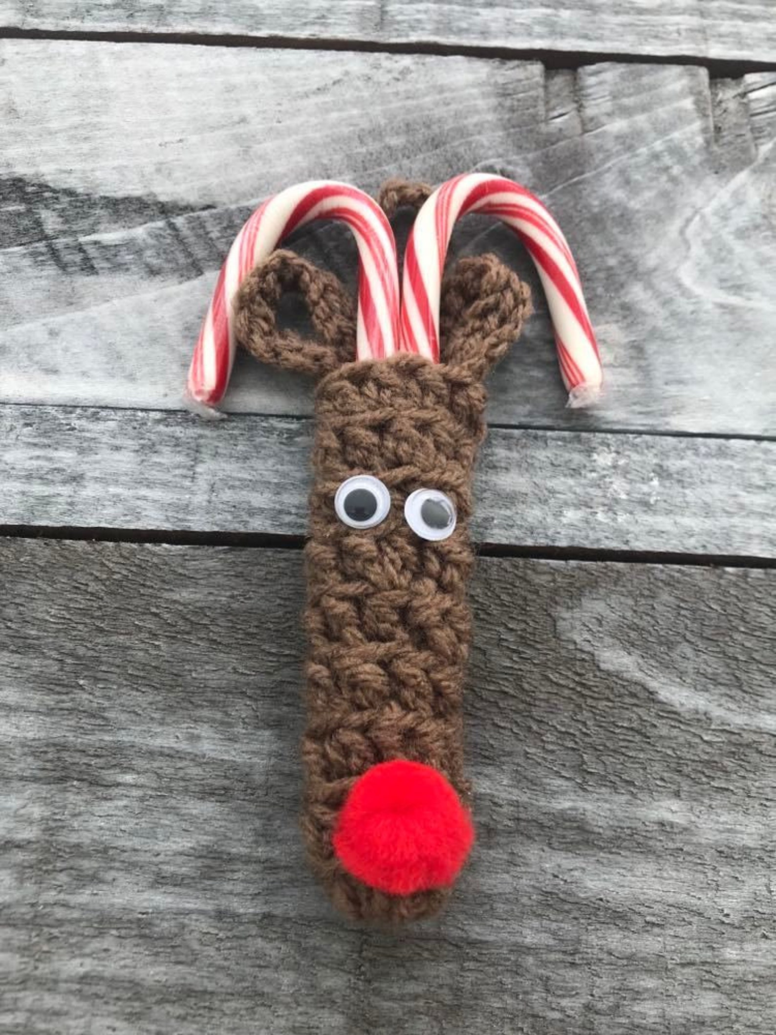 Reindeer Candy Cane Holder Crochet Reindeer Candy Cane Etsy