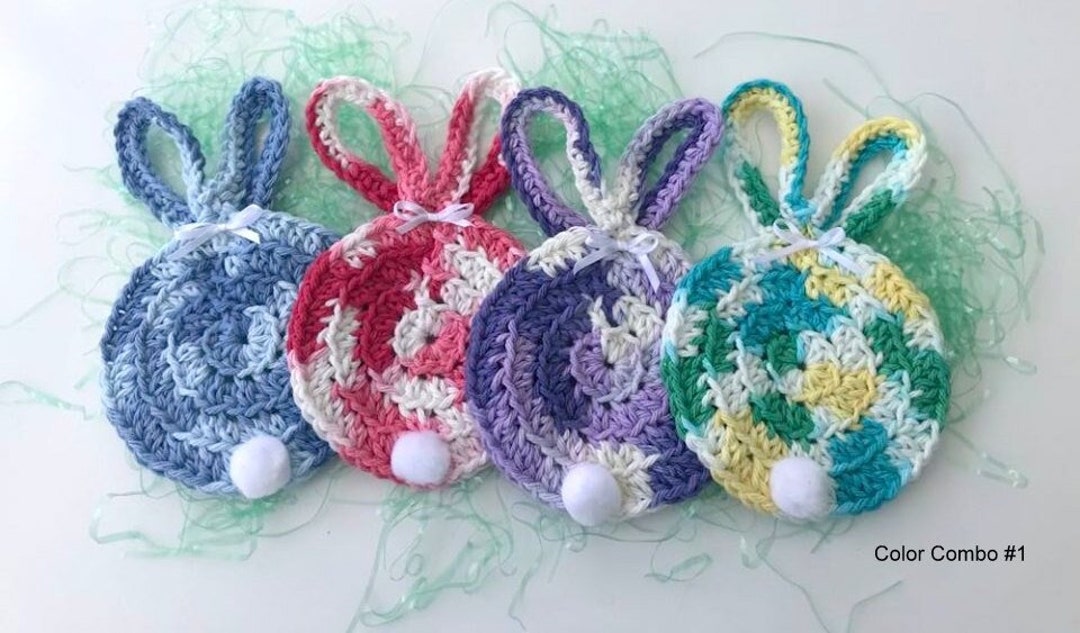 Easter Bunny Coasters, Crochet Bunny Coaster Set, Crochet Easter ...