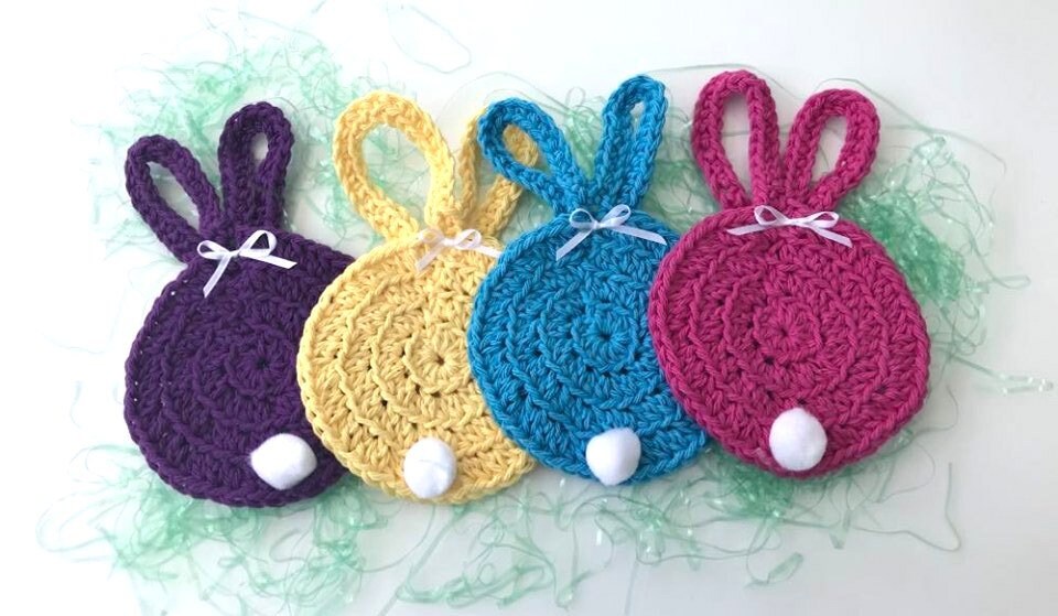 Easter Bunny Coasters, Crochet Bunny Coaster Set, Crochet Easter ...