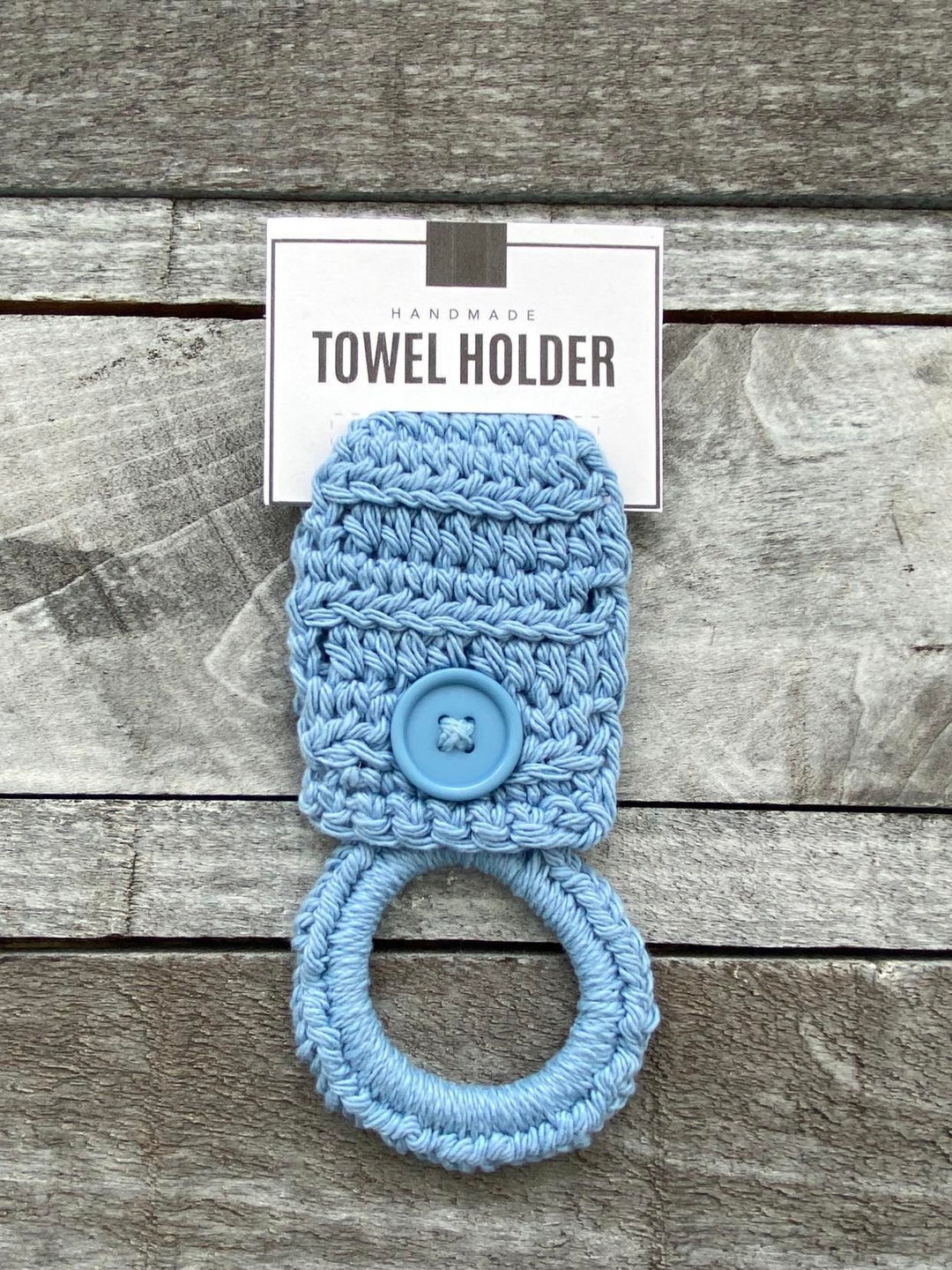 Light Blue Crochet Towel Holders, Kitchen Towel Holders, Crochet Towel