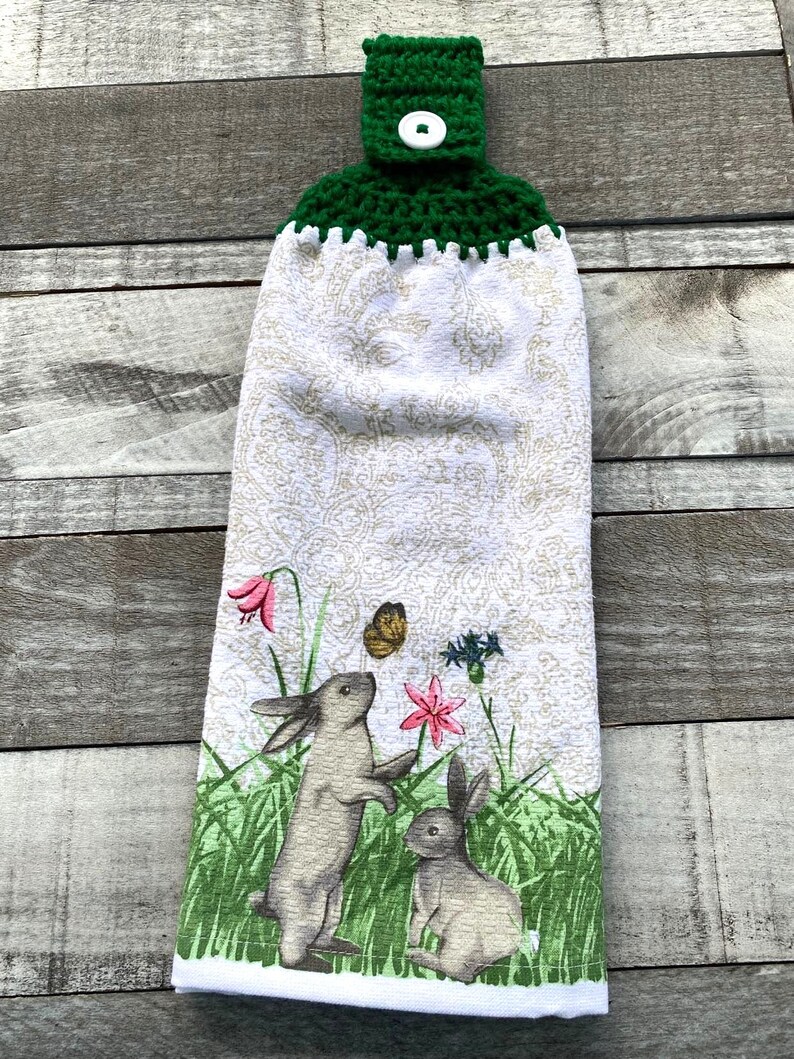 Floral Bunny Towels, Spring Bunny Crochet Top Towels, Easter Rabbit ...