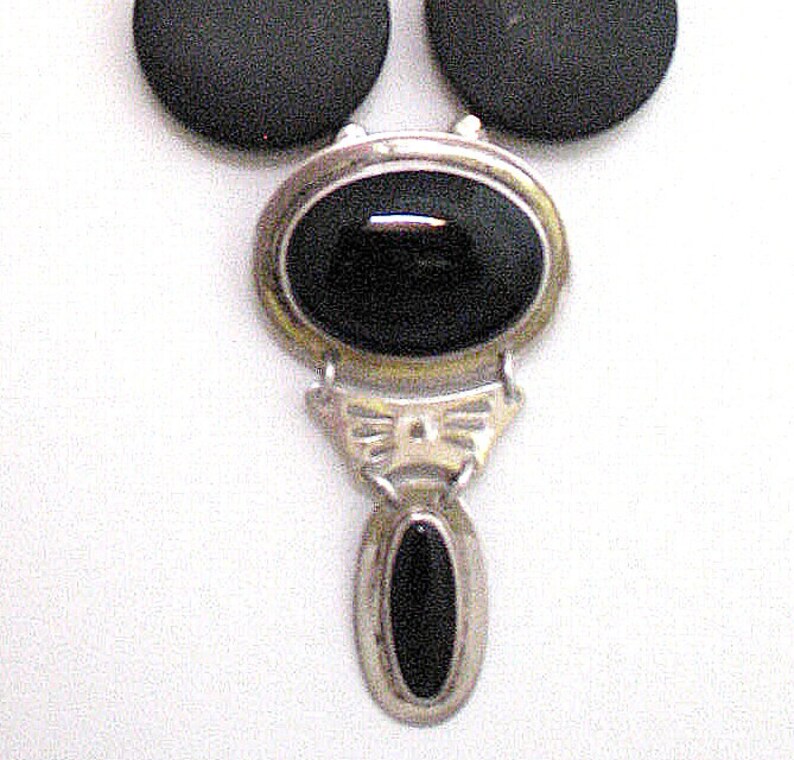 MARIPOSA NEGRA Bold matt and polished black onyx and silver dramatic statement piece
