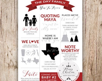2-Sided Printable Christmas Infographic Year In Review Card With Photo Collage