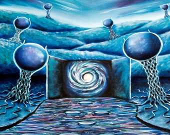 Meditation landscape oil Painting art PRINT Sci-fi wall art - “The Journey” by Gemma Luxford