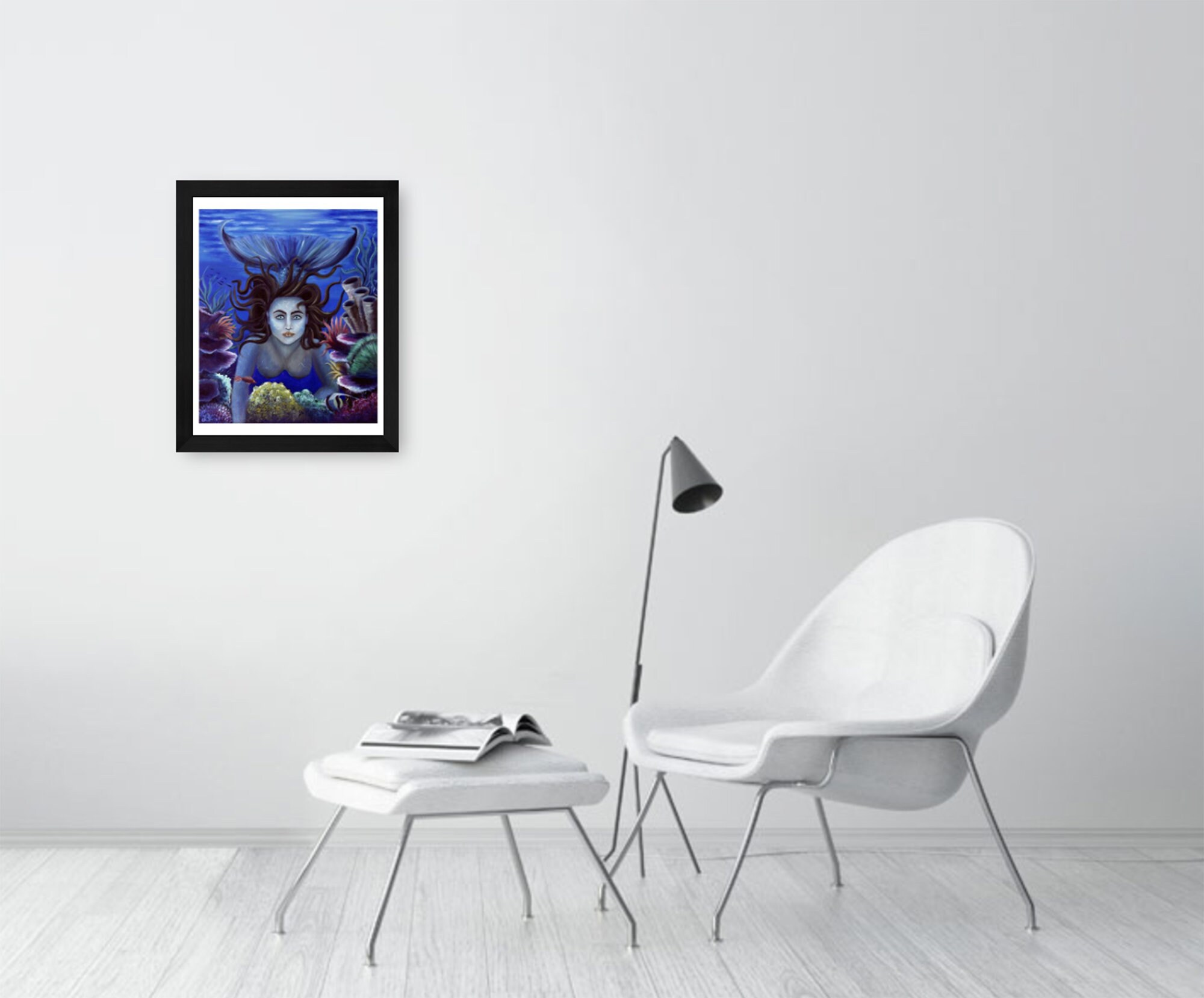 Mermaid Wall Art PRINT Mermaid Painting Bathroom Decor | Etsy