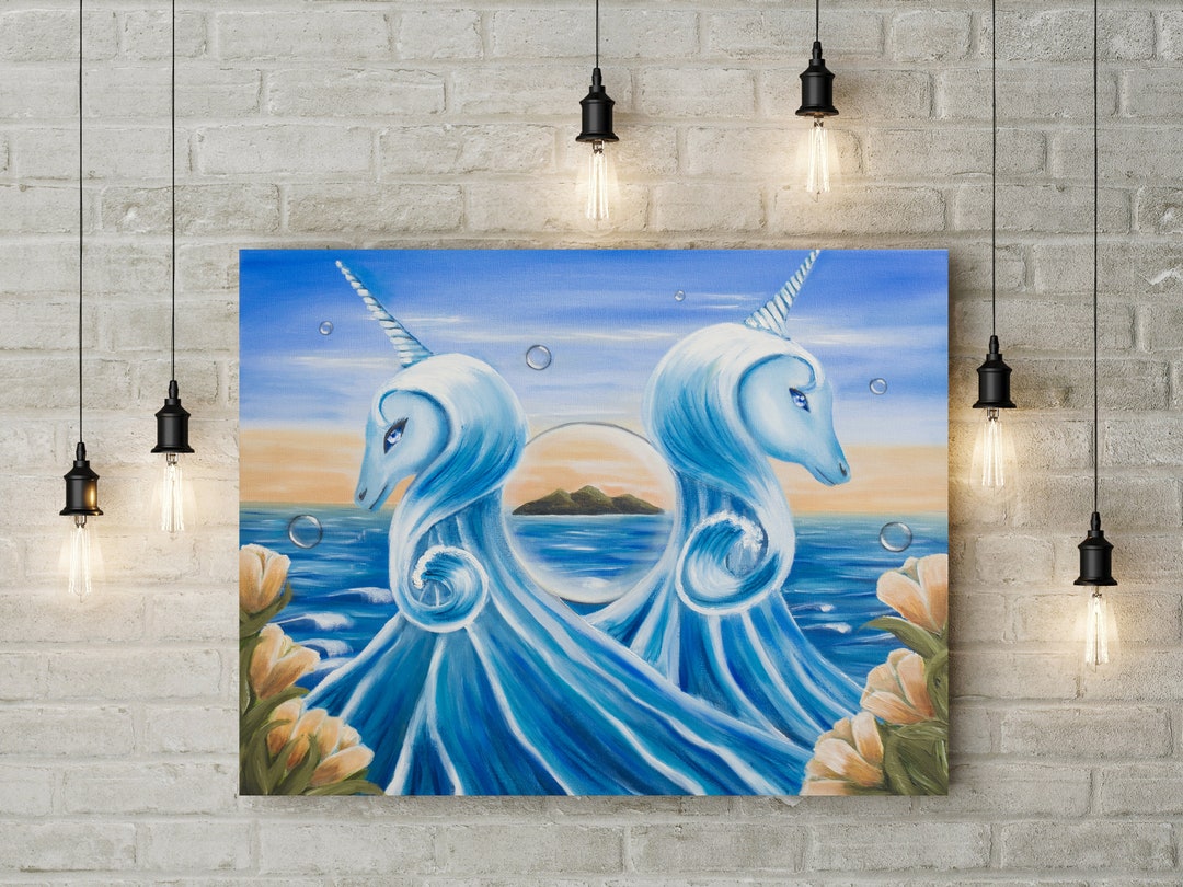 Original Unicorns Fantasy Art Oil Painting 16x20 Inch Oils on Etsy