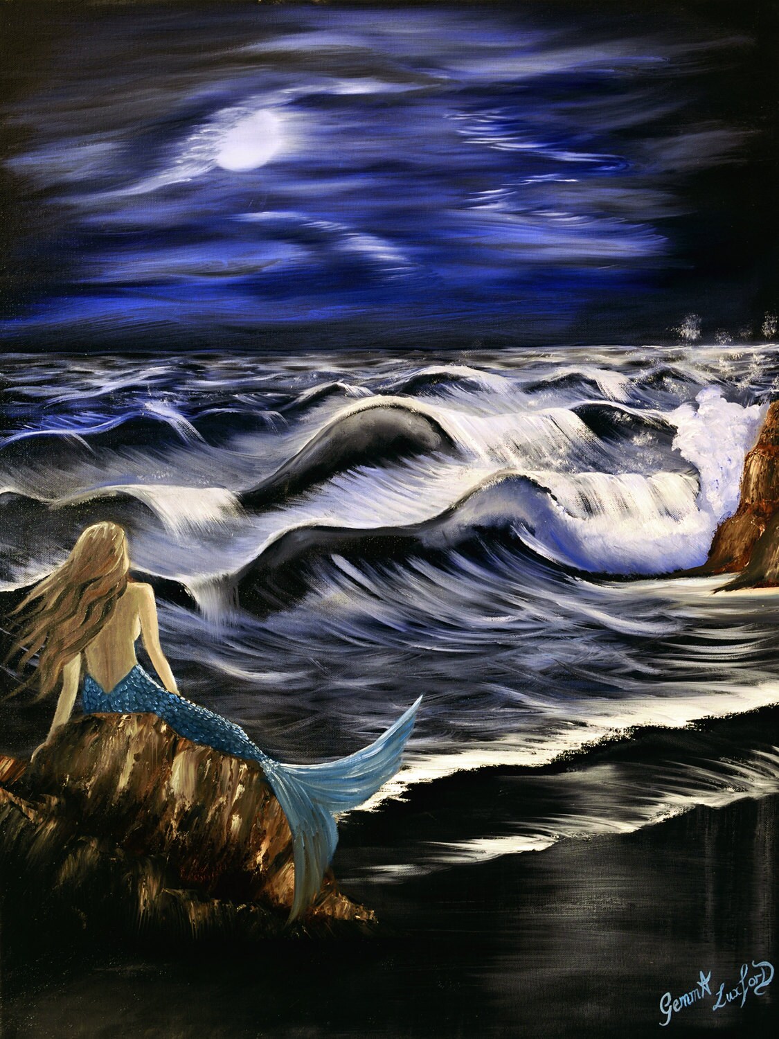 Mermaid wall art Ocean wall art mermaid print Fantasy art Etsy