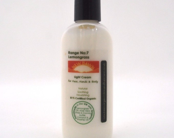 Travel Size Organic Light Moisturiser cream ~ 100ml Face, Hand & Body Lotion ~ Vegan ~ Handmade