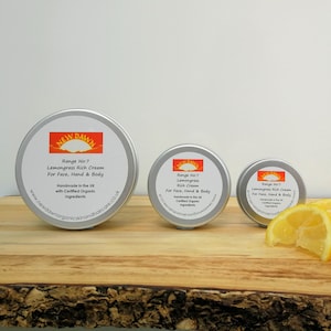Zitronengras Bio-Reichhaltige Sahne ~ Bio-Feuchtigkeitsspender für trockene Haut ~ Handarbeit - Shea Butter, Kokosöl & Bienenwachs