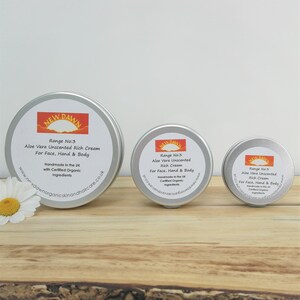 Aloe Vera Organic Rich Cream ~ Unscented for Sensitive Skin ~ Dry Skin - Aloe Vera, Shea Butter, Coconut Oil & Beeswax AV03