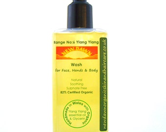 Ylang Ylang Organic Face, Hand & Body Wash ~ Shower Gel ~ Liquid Soap ~ Handmade ~ Vegan ~ Natural Skin Care