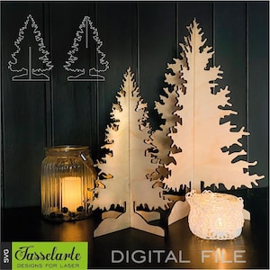 3D Christmas Tree SVG, Laser Cut Standing Plywood Fir Trees Spruce (Digital File)