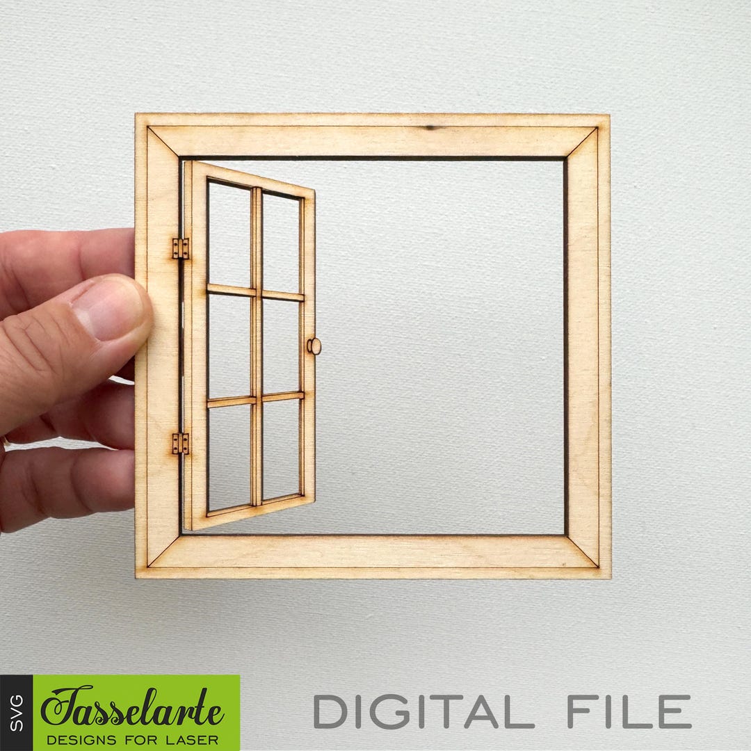 Miniature Window Frame, Square, Open 3D Effect / SVG Vector FILE for ...