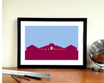 Aston Villa A3 Minimalist Graphic Design Art Print - Villa Park "Stairway to Holte End"