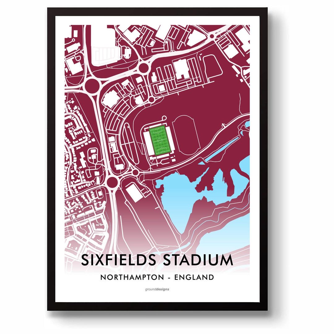 Northampton Town Sixfields Stadium Map Print – Football Fan Gift ...