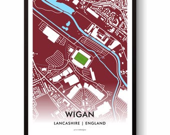 Wigan Warriors Stadium Art Print – Minimalist Rugby League Map