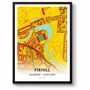 Mappa da parete dello stadio Firhill del Partick Thistle FC - Regalo per i tifosi della Scottish League