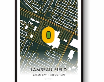 Green Bay Packers Lambeau Field Art Print – American Football Stadium Map Wall Art