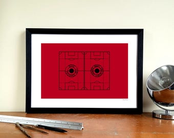 AFC Bournemouth A3 Minimalist Graphic Design Art Print - Dean Court "Jubilee Gates"