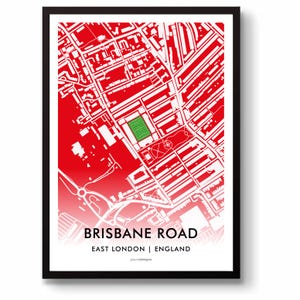 Leyton Orient Brisbane Road Map Print -  Football Fan Gift, Minimalist Ground Map Wall Art
