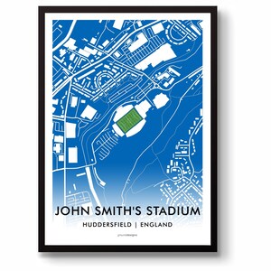 Huddersfield Town John Smith's Stadium Map Print - Football Fan Gift, Minimalist Wall Art