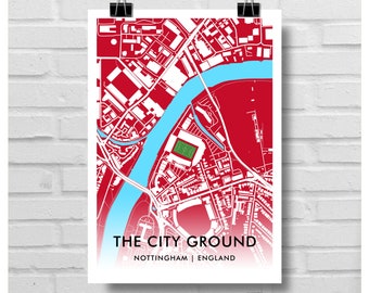 NOTTINGHAM FOREST Football Gift - City Ground Stadium Art Map A3 Print - NFFC