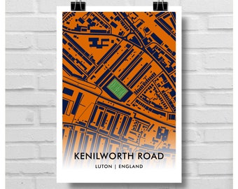 LUTON TOWN Football Gift - Kenilworth Road Stadium Art Map A3 Print - LTFC