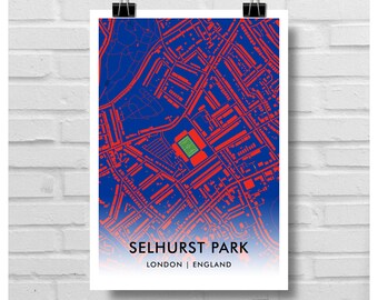 CRYSTAL PALACE Football Gift - Selhurst Park Stadium Art Map A3 Print - CPFC
