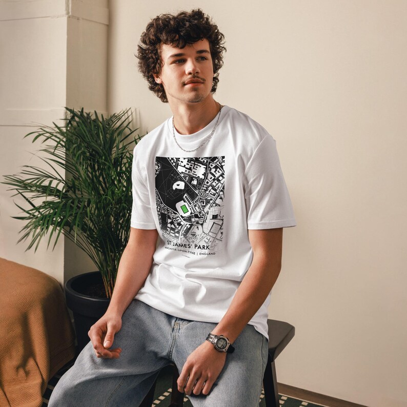 Newcastle T Shirt – St James’ Park Stadium Map Football Shirt – Newcastle Fan Gift